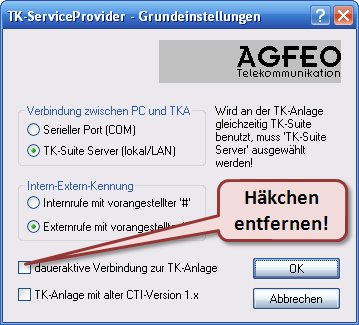 Fornitore di servizi AGFEO TK
